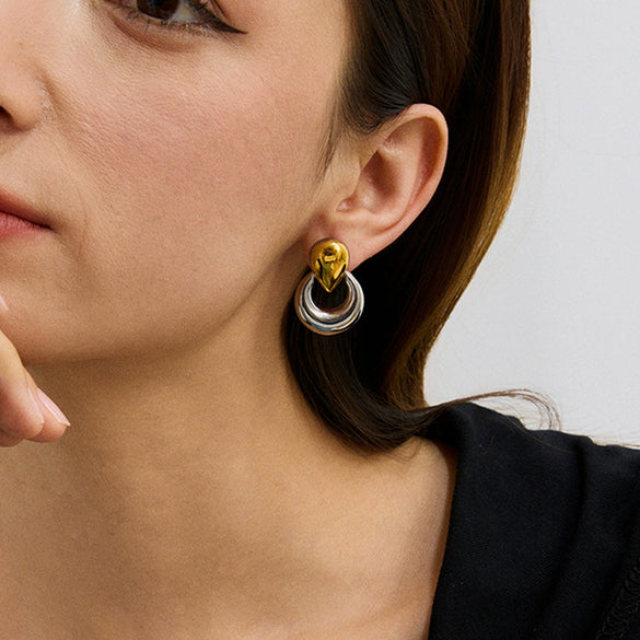 Wholesale Geometric Stainless Steel Electroplated Water Drop Earrings For Women