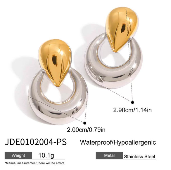 Wholesale Geometric Stainless Steel Electroplated Water Drop Earrings For Women