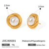 Wholesale Geometric Stainless Steel Electroplated White Shell Beads Pearl Winding Thread Earrings For Women