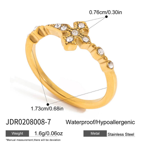Wholesale Geometric Stainless Steel Electroplated Women's Cross Ring Accessories