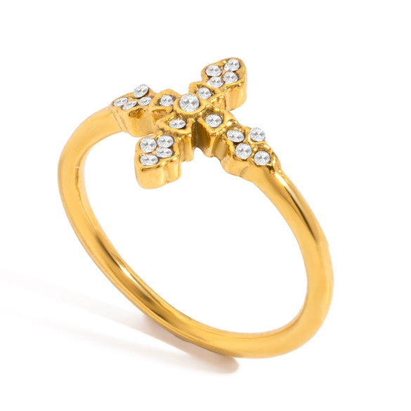 Wholesale Geometric Stainless Steel Electroplated Women's Cross Ring Accessories
