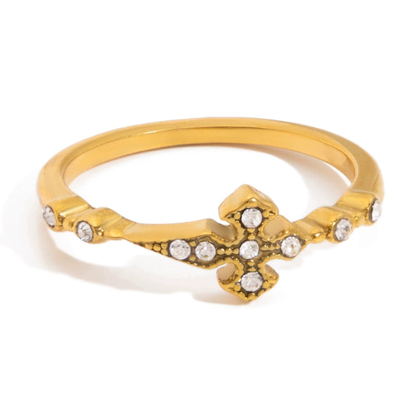 Wholesale Geometric Stainless Steel Electroplated Women's Cross Ring Accessories