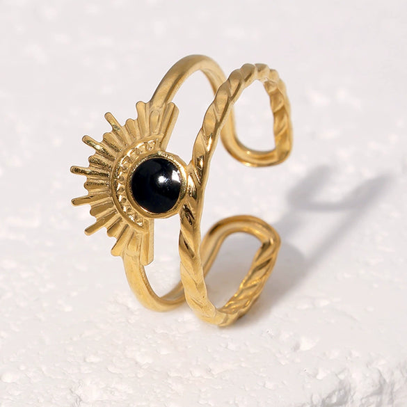 Wholesale Geometric Stainless Steel Electroplated Women's Open Rings Retro Simple Style