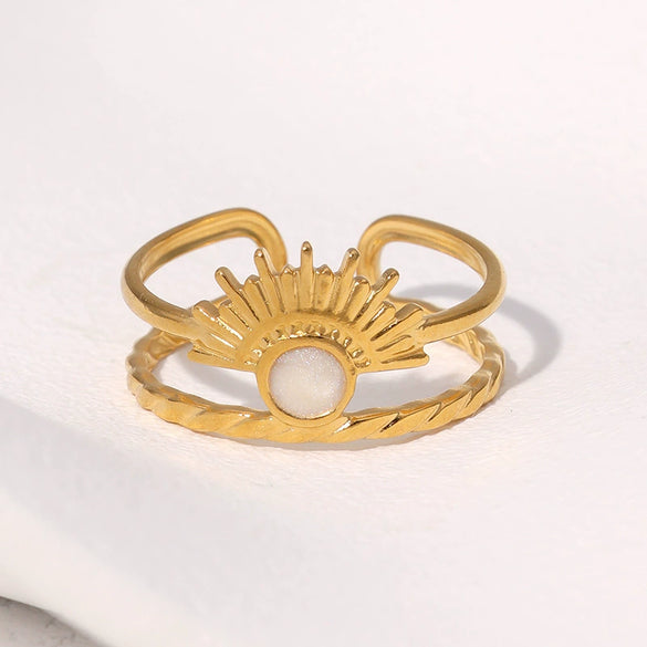 Wholesale Geometric Stainless Steel Electroplated Women's Open Rings Retro Simple Style