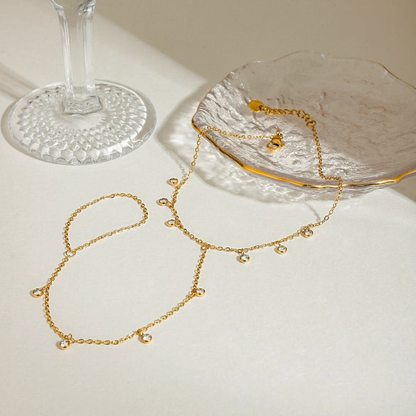 Wholesale Geometric Stainless Steel Electroplated Zircon Anklets For Women In Fashion Trend