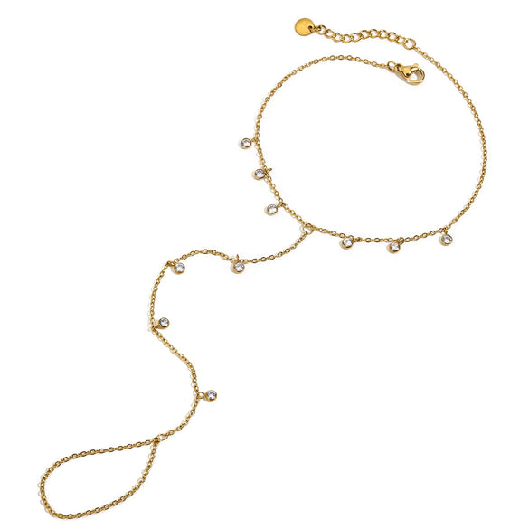 Wholesale Geometric Stainless Steel Electroplated Zircon Anklets For Women In Fashion Trend