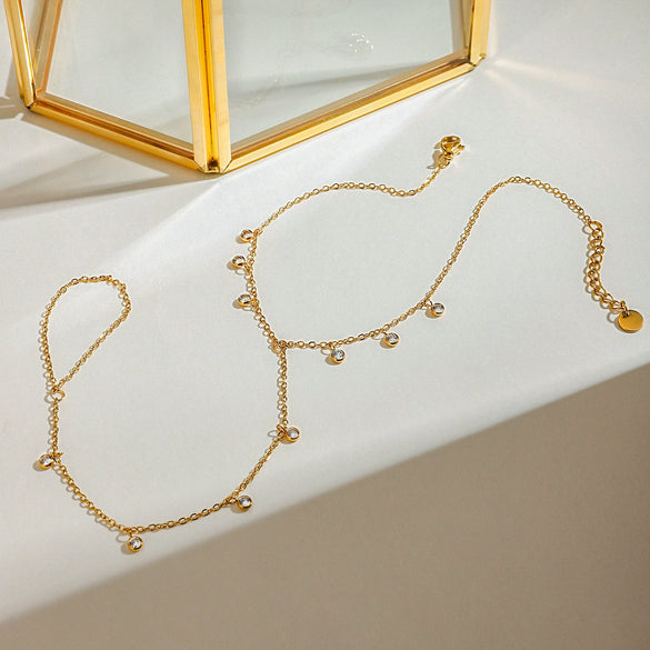 Wholesale Geometric Stainless Steel Electroplated Zircon Anklets For Women In Fashion Trend