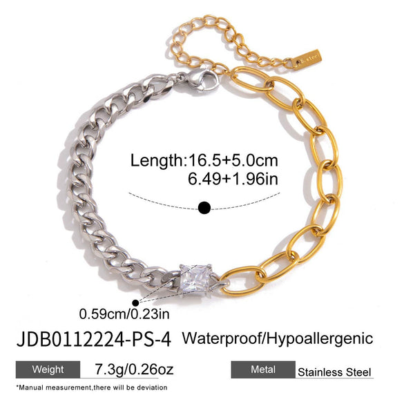 Wholesale Geometric Stainless Steel Electroplated Zircon Chain Bracelet For Women