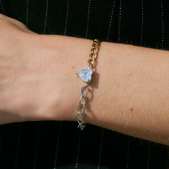 Wholesale Geometric Stainless Steel Electroplated Zircon Chain Bracelet For Women