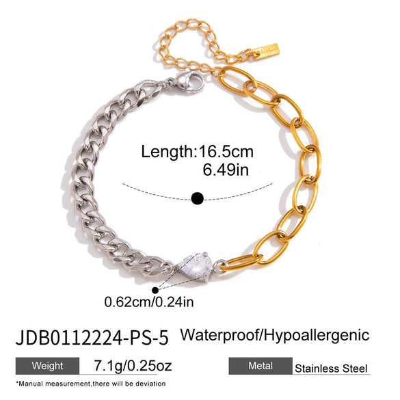 Wholesale Geometric Stainless Steel Electroplated Zircon Chain Bracelet For Women
