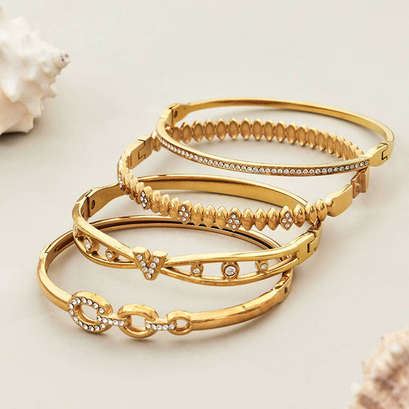 Wholesale Geometric Stainless Steel Electroplated Zirconinlaid Women's Bracelet