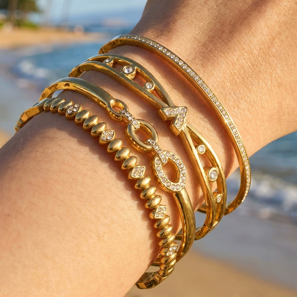 Wholesale Geometric Stainless Steel Electroplated Zirconinlaid Women's Bracelet
