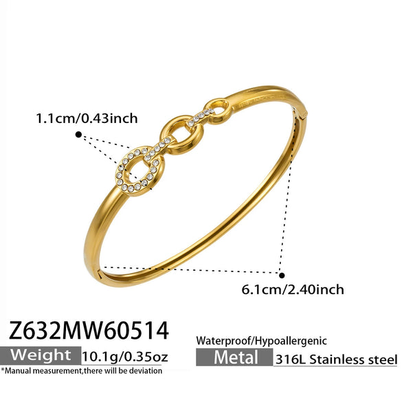 Wholesale Geometric Stainless Steel Electroplated Zirconinlaid Women's Bracelet