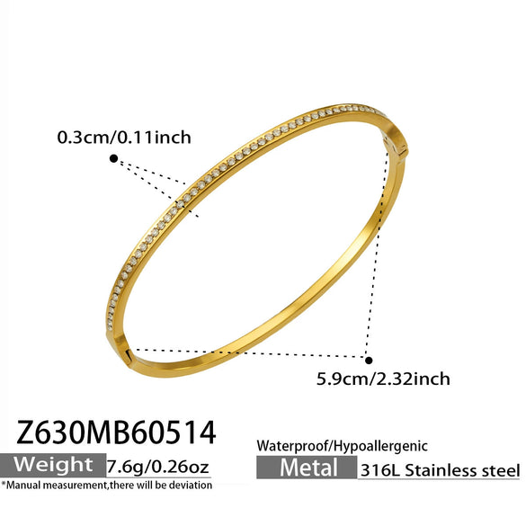 Wholesale Geometric Stainless Steel Electroplated Zirconinlaid Women's Bracelet