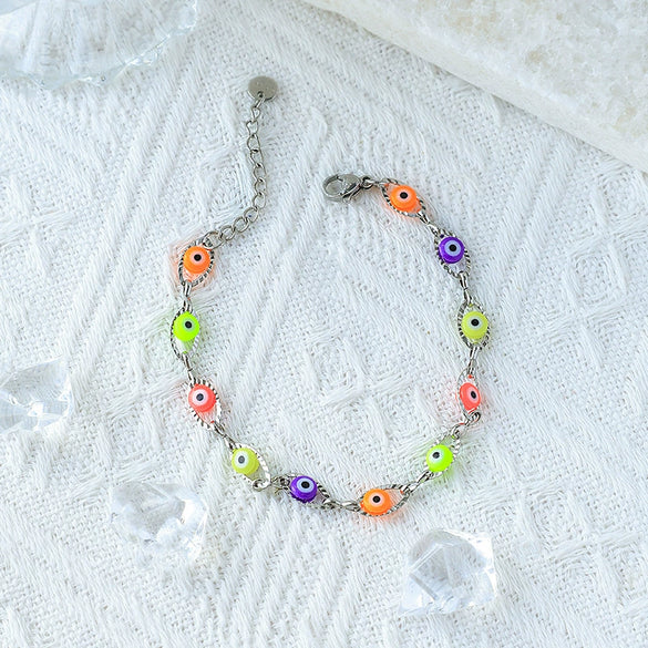 Wholesale Geometric Stainless Steel Electroplating Devil's Eye Joker Unisex Bracelet Jewelry Accessories