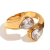 Wholesale Geometric Stainless Steel Fashion Open Ring With Electroplating And Zircon For Women