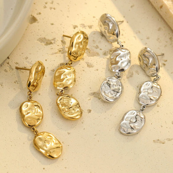 Wholesale Geometric Stainless Steel Fashion Women's Electroplated Earrings