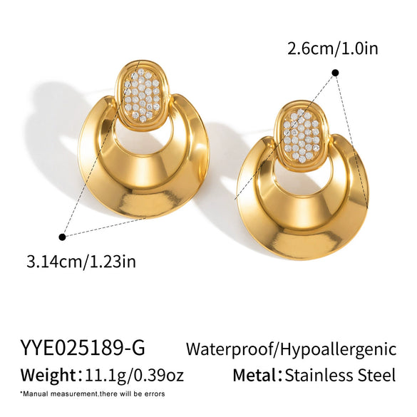 Wholesale Geometric Stainless Steel Fine Polished Fashionable Texture Light Luxury High End Women's Earrings With Electroplating Process Waterproof And Environmentally Friendly