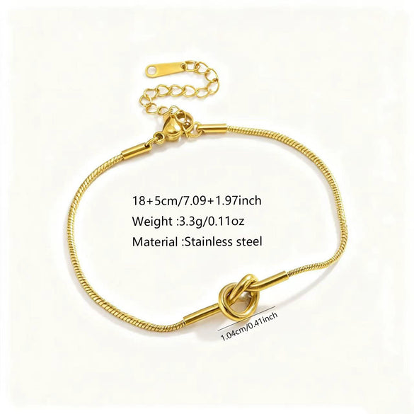 Wholesale Geometric Stainless Steel Gold Plated Knotted Snake Chain Bracelet For Women