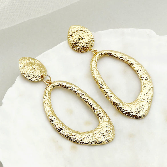 Wholesale Geometric Stainless Steel Goldplated Round Earrings For Women