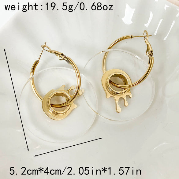Wholesale Geometric Stainless Steel Goldplated Round Earrings For Women