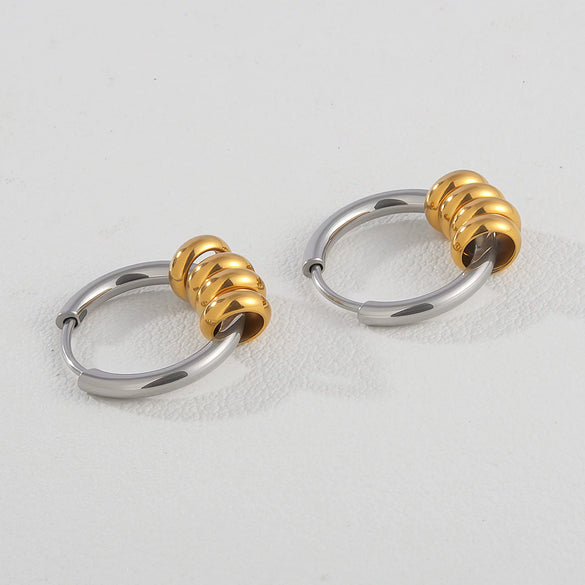 Wholesale Geometric Stainless Steel Goldplated Unisex Round Hoop Earrings Niche Style