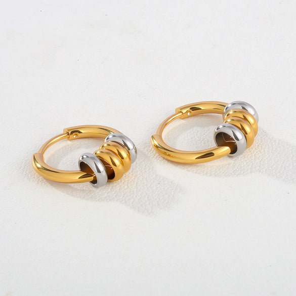 Wholesale Geometric Stainless Steel Goldplated Unisex Round Hoop Earrings Niche Style
