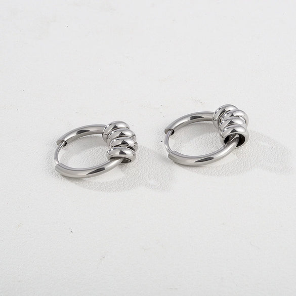 Wholesale Geometric Stainless Steel Goldplated Unisex Round Hoop Earrings Niche Style