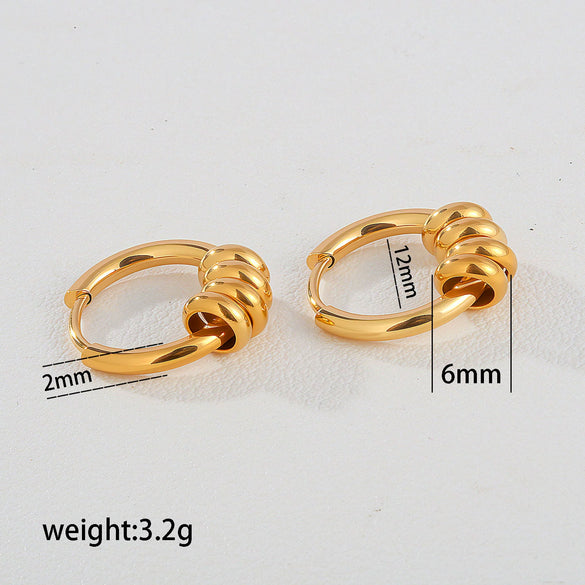 Wholesale Geometric Stainless Steel Goldplated Unisex Round Hoop Earrings Niche Style