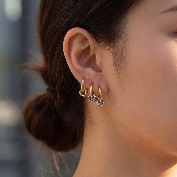 Wholesale Geometric Stainless Steel Goldplated Unisex Round Hoop Earrings Niche Style