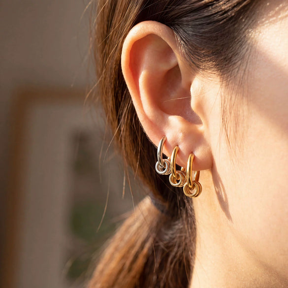 Wholesale Geometric Stainless Steel Goldplated Unisex Round Hoop Earrings Niche Style
