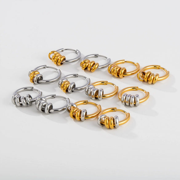 Wholesale Geometric Stainless Steel Goldplated Unisex Round Hoop Earrings Niche Style