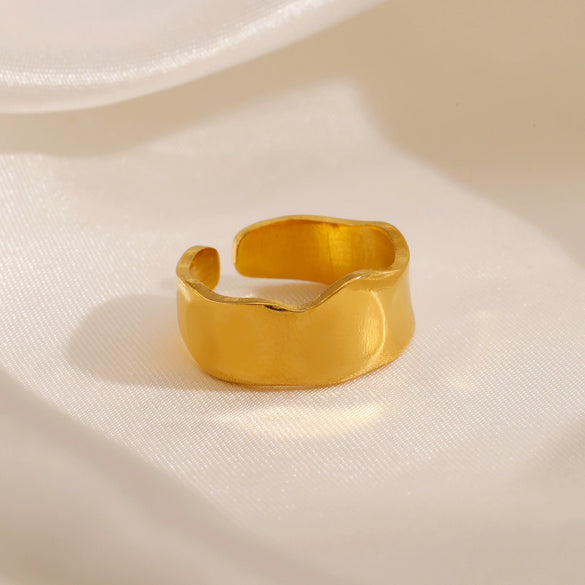 Wholesale Geometric Stainless Steel Goldplated Wide Opening Adjustable Ring For Women