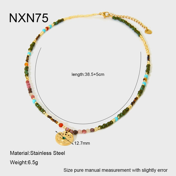 Wholesale Geometric Stainless Steel Handmade Electroplated Pendant Necklace With Oshaped Chain For Women