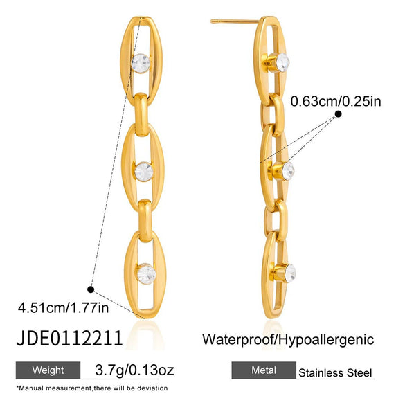 Wholesale Geometric Stainless Steel Jewelry Set With Vacuum Real Gold Plating For Women Earrings And Necklace