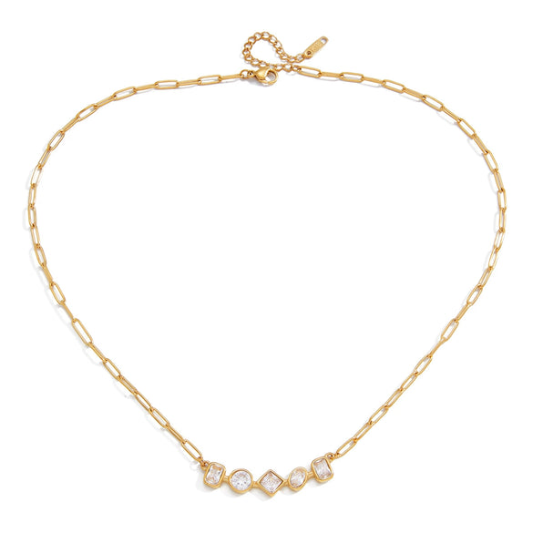 Wholesale Geometric Stainless Steel Jewelry Set With Vacuum Real Gold Plating For Women Earrings And Necklace