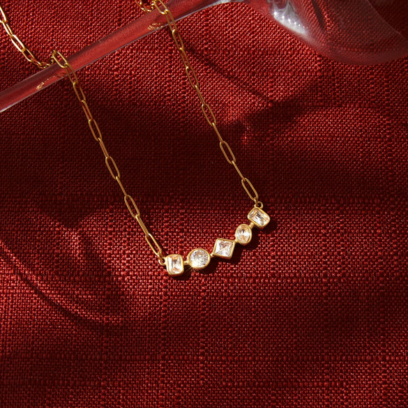 Wholesale Geometric Stainless Steel Jewelry Set With Vacuum Real Gold Plating For Women Earrings And Necklace