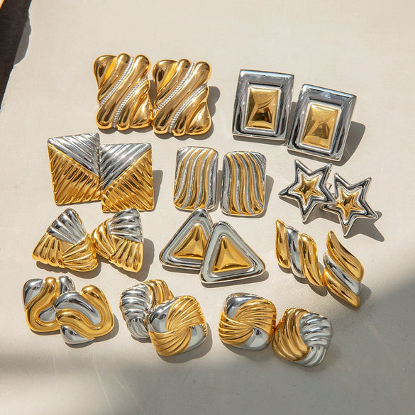 Wholesale Geometric Stainless Steel Jewelry With Gold And Silver Color Matching And Electroplating Design