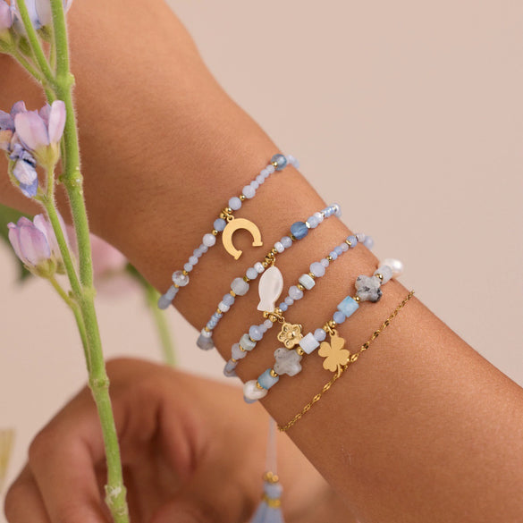 Wholesale Geometric Stainless Steel 18K Electroplated Beaded Bracelets For Women