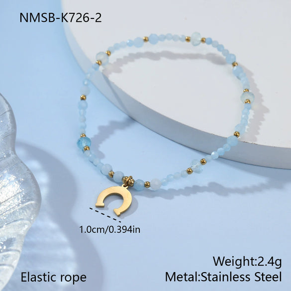 Wholesale Geometric Stainless Steel 18K Electroplated Beaded Bracelets For Women