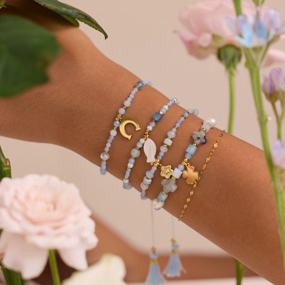Wholesale Geometric Stainless Steel 18K Electroplated Beaded Bracelets For Women