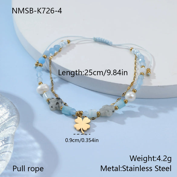 Wholesale Geometric Stainless Steel 18K Electroplated Beaded Bracelets For Women