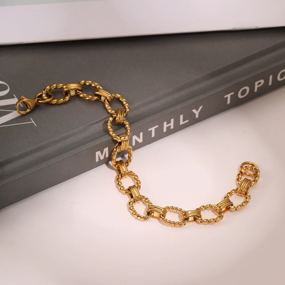 Wholesale Geometric Stainless Steel 18K Electroplated Hiphop Punk Bracelet For Men And Women