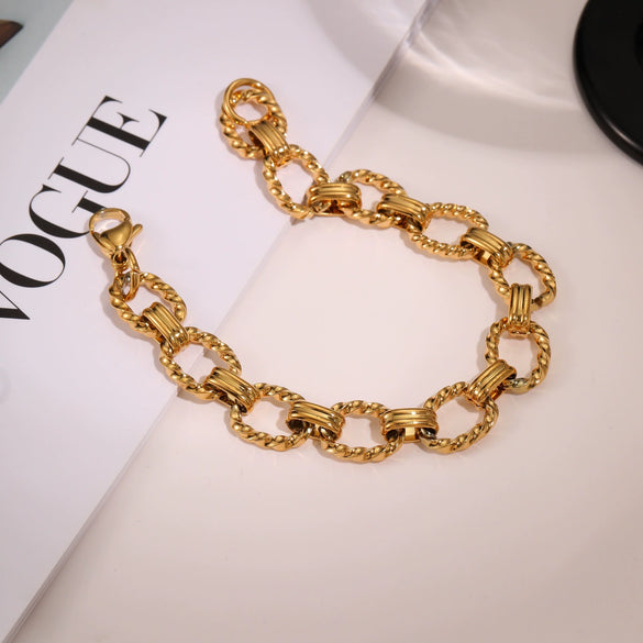 Wholesale Geometric Stainless Steel 18K Electroplated Hiphop Punk Bracelet For Men And Women