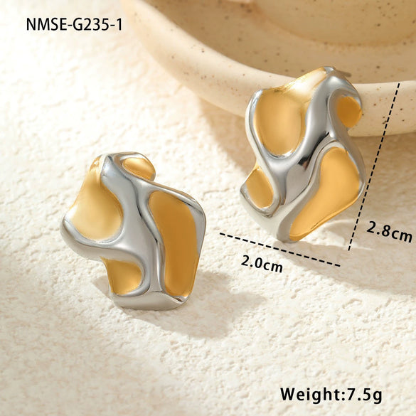 Wholesale Geometric Stainless Steel 18K Gold And Silver Electroplated Earrings For Women