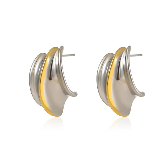 Wholesale Geometric Stainless Steel 18K Gold And Silver Electroplated Earrings For Women