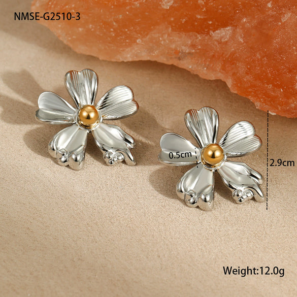 Wholesale Geometric Stainless Steel 18K Gold And Silver Electroplated Earrings For Women