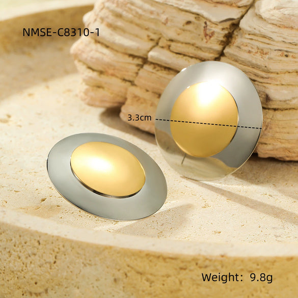 Wholesale Geometric Stainless Steel 18K Gold And Silver Electroplated Earrings For Women