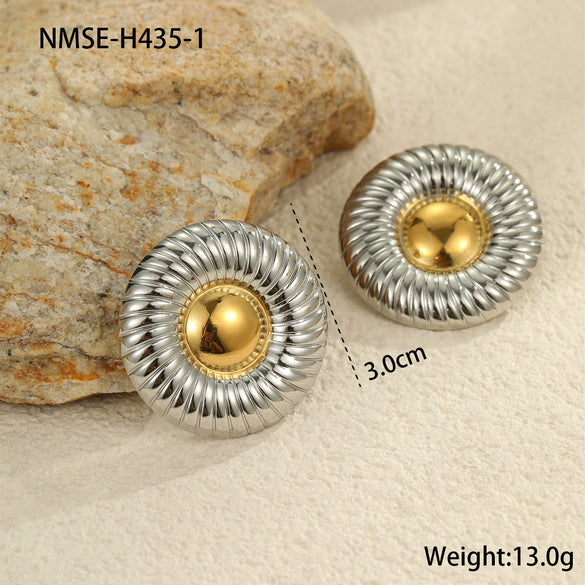 Wholesale Geometric Stainless Steel 18K Gold And Silver Electroplated Earrings For Women
