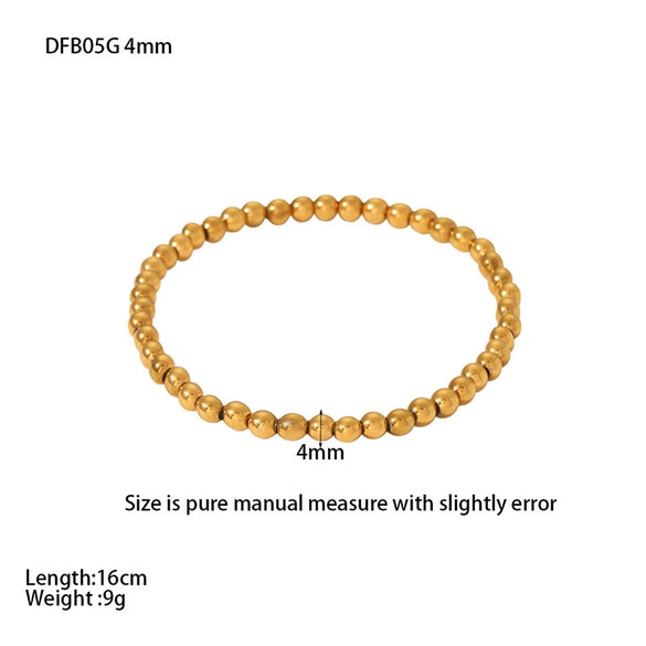 Wholesale Geometric Stainless Steel 18K Gold Beads Elastic Electroplated Bracelet Jewelry
